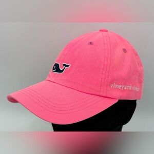 Vineyard Vines Cotton Neon Hot Pink Baseball Hat Whale Logo Adjustable Strap